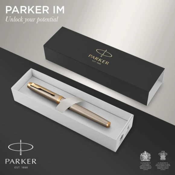 Ручка роллер Parker IM Core T321 (1931663) Brushed Metal GT F черн. черн. подар.кор.