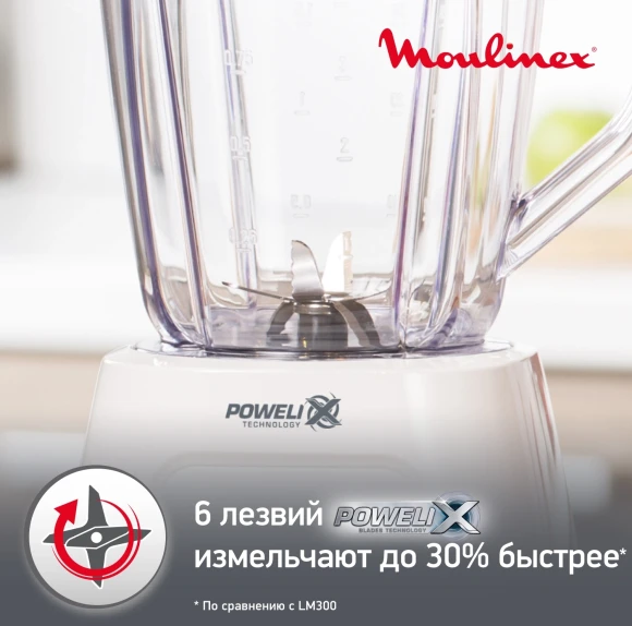 Блендер стационарный Moulinex Blendforce LM42Q110 600Вт белый