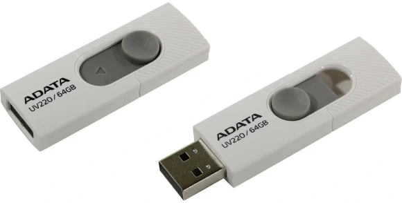 Флеш Диск A-Data 64Gb UV220 AUV220-64G-RWHGY USB2.0 белый/серый Флеш Диск A-Data 64Gb UV220 AUV220-64G-RWHGY USB2.0 белый/серый