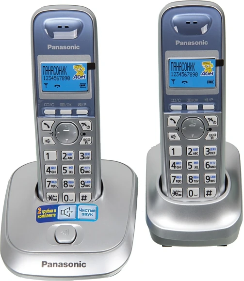 Р/Телефон Dect Panasonic KX-TG2512RUS серебристый (труб. в компл.:2шт) АОН