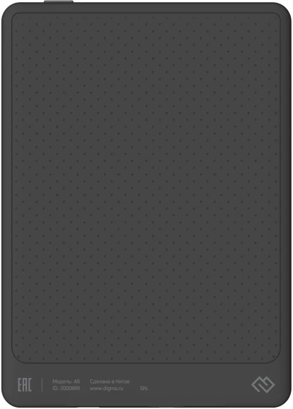 Электронная книга Digma A6 plus 6" E-Ink Carta 758x1024 Touch Screen 1.8Ghz 1Gb/32Gb/SD/microSDHC/подсветка дисплея темно-серый (в компл.:обложка)