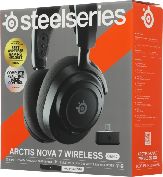 Наушники с микрофоном Steelseries Arctis Nova 7 Gen 2 черный мониторные BT/Radio оголовье (61730)