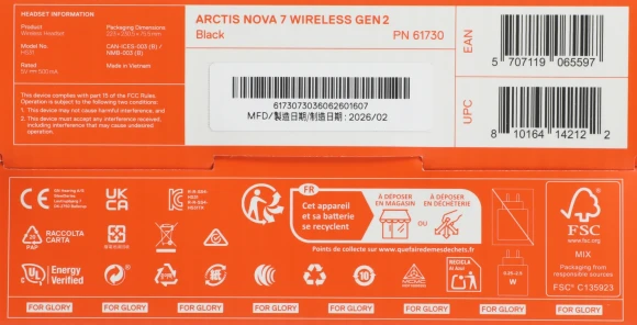 Наушники с микрофоном Steelseries Arctis Nova 7 Gen 2 черный мониторные BT/Radio оголовье (61730)