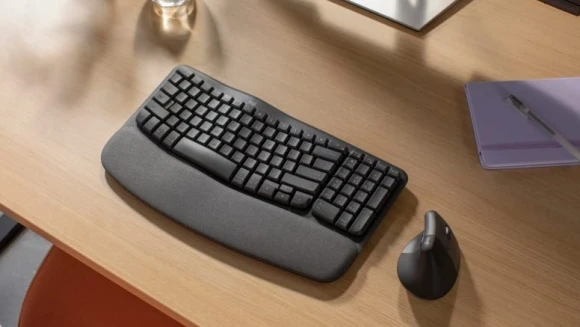 Клавиатура Logitech Wave Keys графитовый USB беспроводная BT/Radio slim Ergo LED (подставка для запястий) (920-012319)