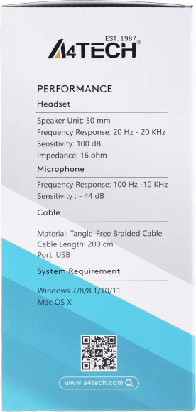 Наушники с микрофоном A4Tech Fstyler FH300U черный 2м мониторные USB оголовье (FH300U BLACK)