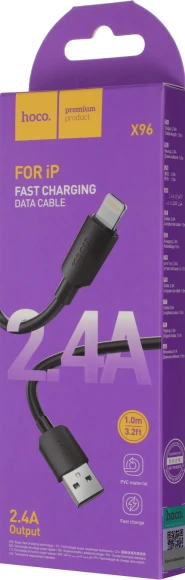 Кабель Hoco X96 Hyper iP USB (m)-Lightning (m) 1м черный коробка