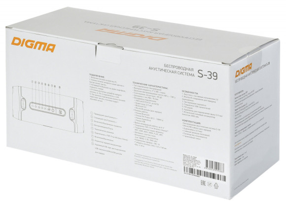 Колонка порт. Digma S-39 черный 25W 1.0 BT/USB 3000mAh (SP3925B) Колонка порт. Digma S-39 черный 25W 1.0 BT/USB 3000mAh (SP3925B)