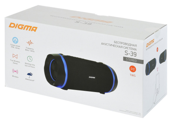 Колонка порт. Digma S-39 черный 25W 1.0 BT/USB 3000mAh (SP3925B) Колонка порт. Digma S-39 черный 25W 1.0 BT/USB 3000mAh (SP3925B)