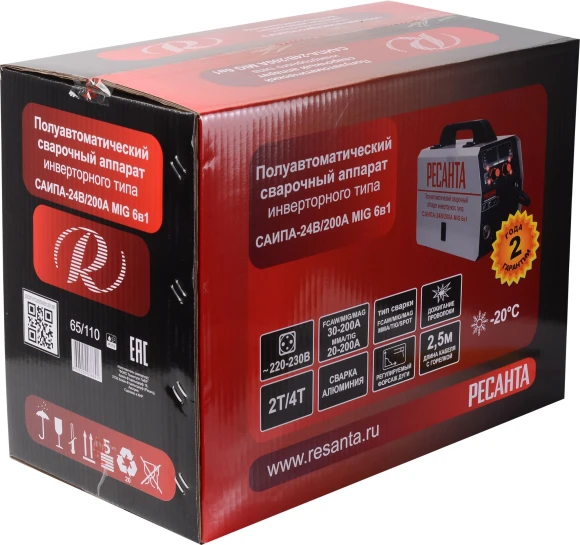 Сварочный полуавтомат Ресанта САИПА-24В/200А инвертор MIG-MAG 6.9кВт