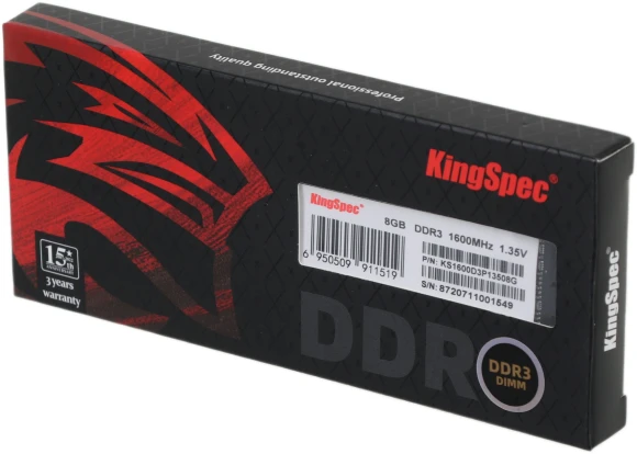 Память DDR3L 8GB 1600MHz Kingspec KS1600D3P13508G RTL PC3-12800 CL11 DIMM 240-pin 1.35В dual rank Ret