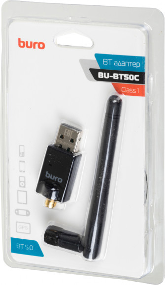 Адаптер USB Buro BU-BT50C BT5.0+EDR class 1 100м черный Адаптер USB Buro BU-BT50C BT5.0+EDR class 1 100м черный