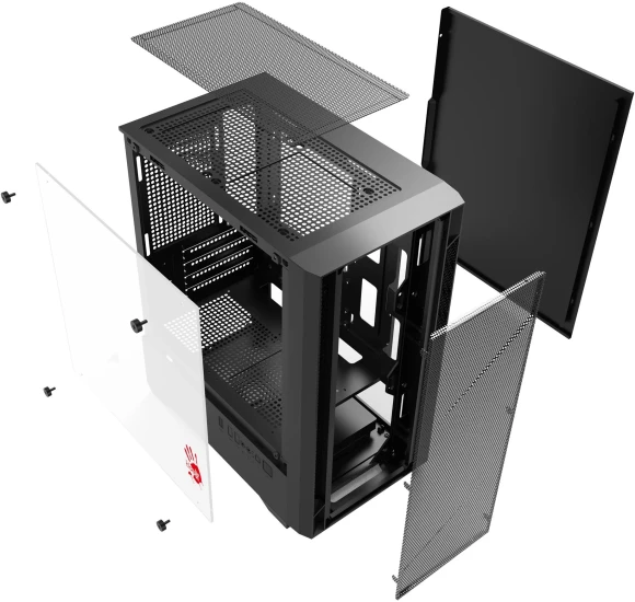 Корпус Bloody CC-124 черный без БП mATX 8x120mm 2xUSB2.0 1xUSB3.0 audio bott PSU