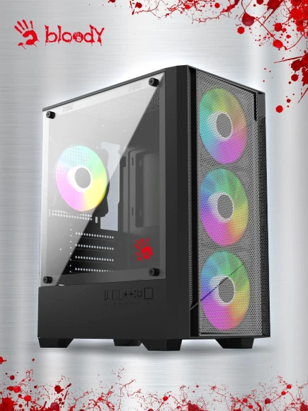 Корпус Bloody CC-124 черный без БП mATX 8x120mm 2xUSB2.0 1xUSB3.0 audio bott PSU