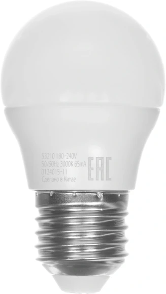 Лампа светодиодная Gauss Elementary 10Вт цок.:E27 шар 220B св.свеч.бел.теп. (упак.:1шт) (53210)