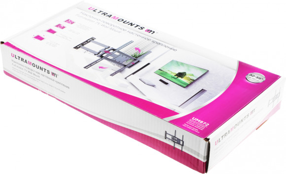 Кронштейн для телевизора Ultramounts UM872 черный 32"-55" макс.35кг настенный поворотно-выдвижной и наклонный