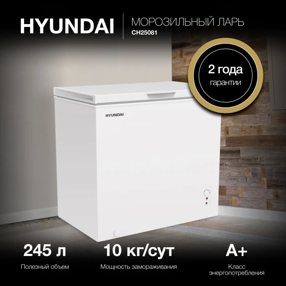 Морозильный ларь Hyundai CH25081 белый 130Вт