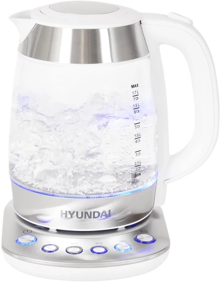 Чайник электрический Hyundai HYK-G4033 1.7л. 2200Вт белый/серебристый корпус: стекло Чайник электрический Hyundai HYK-G4033 1.7л. 2200Вт белый/серебристый корпус: стекло