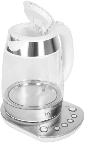 Чайник электрический Hyundai HYK-G4033 1.7л. 2200Вт белый/серебристый корпус: стекло Чайник электрический Hyundai HYK-G4033 1.7л. 2200Вт белый/серебристый корпус: стекло