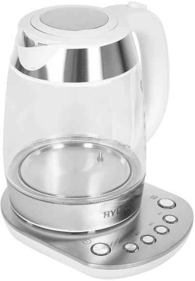 Чайник электрический Hyundai HYK-G4033 1.7л. 2200Вт белый/серебристый корпус: стекло Чайник электрический Hyundai HYK-G4033 1.7л. 2200Вт белый/серебристый корпус: стекло