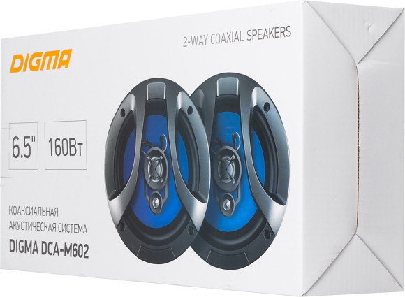 Колонки автомобильные Digma DCA-M602 160Вт 90дБ 4Ом 16.5см (6 1/2дюйм) (ком.:2кол.) коаксиальные двухполосные