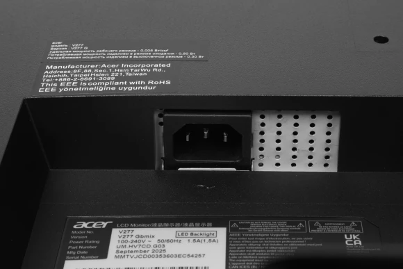Монитор Acer 27" Vero V277Gbmix черный IPS LED 4ms 16:9 HDMI M/M матовая 250cd 178гр/178гр 1920x1080 120Hz FreeSync VGA FHD 3.64кг