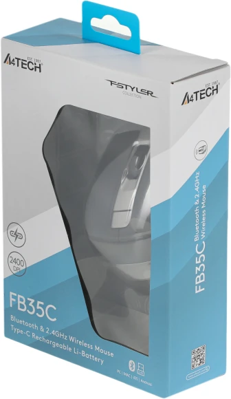 Мышь A4Tech Fstyler FB35C серый/черный оптическая 2000dpi беспров. BT/Radio USB 6but (FB35C SMOKY GREY)