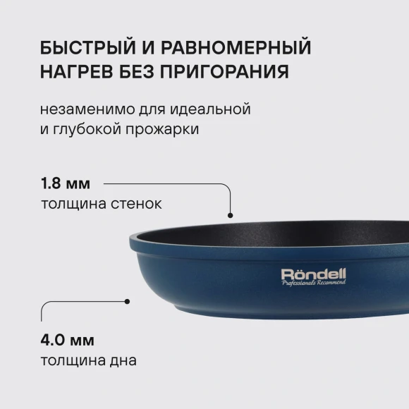 Сковорода Rondell Del mar RDA-1848 круглая 26см покрытие: Xylan Plus ручка съемная (без крышки) синий