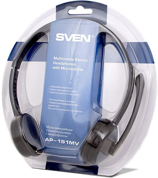 Гарнитура накладные Sven AP-151MV 1.2м черный проводные оголовье (SV-015411) Гарнитура накладные Sven AP-151MV 1.2м черный проводные оголовье (SV-015411)