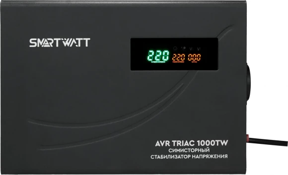 Стабилизатор напряжения Smartwatt AVR Triac 1000TW 1000ВА черный Стабилизатор напряжения Smartwatt AVR Triac 1000TW 1000ВА черный