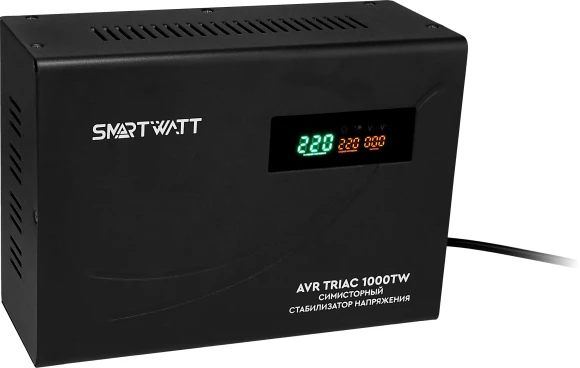 Стабилизатор напряжения Smartwatt AVR Triac 1000TW 1000ВА черный Стабилизатор напряжения Smartwatt AVR Triac 1000TW 1000ВА черный
