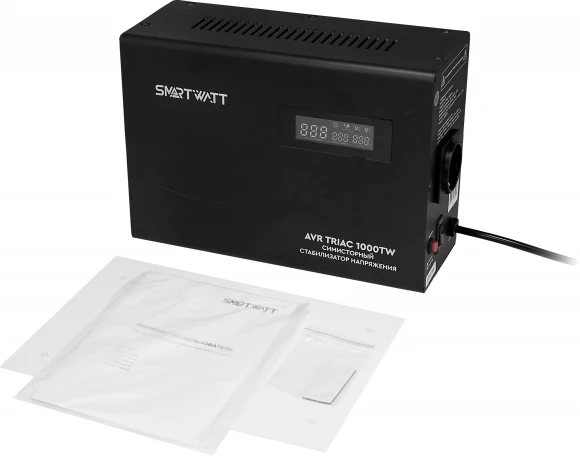 Стабилизатор напряжения Smartwatt AVR Triac 1000TW 1000ВА черный Стабилизатор напряжения Smartwatt AVR Triac 1000TW 1000ВА черный