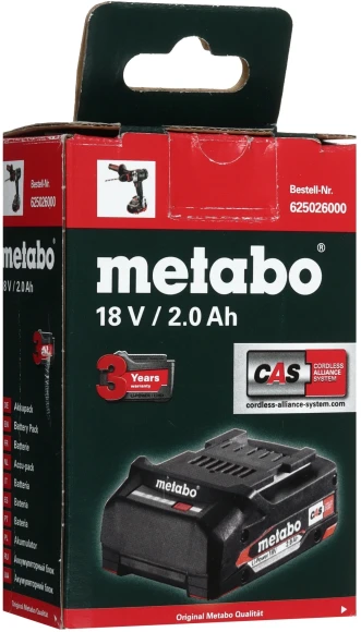 Батарея аккумуляторная Metabo Li-Power 18В 2Ач Li-Ion (625026000) Батарея аккумуляторная Metabo Li-Power 18В 2Ач Li-Ion (625026000)