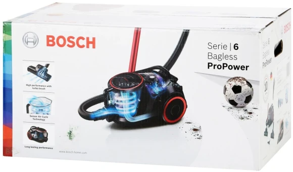 Пылесос Bosch BGS41POW1 700Вт черный/красный Пылесос Bosch BGS41POW1 700Вт черный/красный