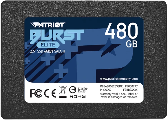 Накопитель SSD Patriot SATA-III 480GB PBE480GS25SSDR Burst Elite 2.5" Накопитель SSD Patriot SATA-III 480GB PBE480GS25SSDR Burst Elite 2.5"