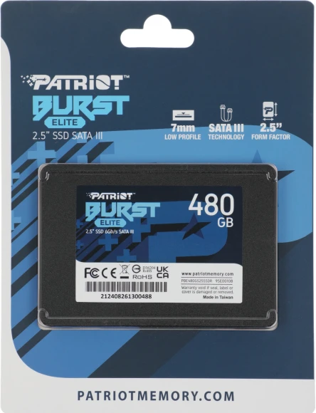Накопитель SSD Patriot SATA-III 480GB PBE480GS25SSDR Burst Elite 2.5" Накопитель SSD Patriot SATA-III 480GB PBE480GS25SSDR Burst Elite 2.5"