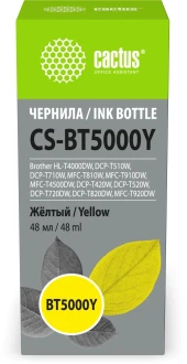 Чернила Cactus CS-BT5000Y желтый 48мл для Brother HL-T4000DW, DCP-T510W, DCP-T710W, MFC-T810W, MFC-T910DW, MFC-T4500DW, DCP-T420W, DCP-T520W, DCP-T720DW, DCP-T820DW, MFC-T920DW
