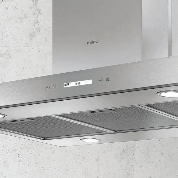Вытяжка каминная Elica Spot Plus Island IX/A/90 нержавеющая сталь управление: сенсорное (1 мотор) Вытяжка каминная Elica Spot Plus Island IX/A/90 нержавеющая сталь управление: сенсорное (1 мотор)