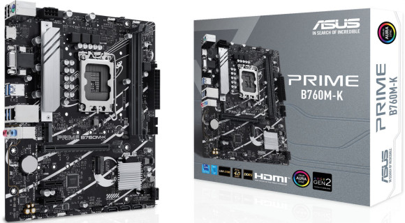 Материнская плата Asus PRIME B760M-K Soc-1700 Intel B760 2xDDR5 mATX AC`97 8ch(7.1) GbLAN RAID+VGA+HDMI Материнская плата Asus PRIME B760M-K Soc-1700 Intel B760 2xDDR5 mATX AC`97 8ch(7.1) GbLAN RAID+VGA+HDMI