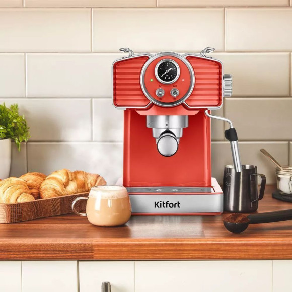 Кофеварка рожковая Kitfort КТ-7125-1 1465Вт красный