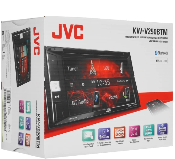 Автомагнитола JVC KW-V250BTM 2DIN 4x50Вт v3.0 DSP 6.2" 3 ПДУ RDS Автомагнитола JVC KW-V250BTM 2DIN 4x50Вт v3.0 DSP 6.2" 3 ПДУ RDS