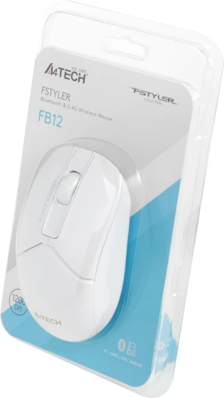Мышь A4Tech Fstyler FB12 белый оптическая 1200dpi беспров. BT/Radio USB 3but (FB12 WHITE)