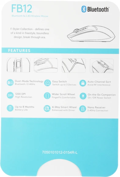 Мышь A4Tech Fstyler FB12 белый оптическая 1200dpi беспров. BT/Radio USB 3but (FB12 WHITE)