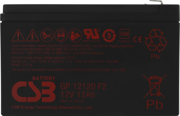 Батарея для ИБП CSB GP12120 F2 12В 12Ач Батарея для ИБП CSB GP12120 F2 12В 12Ач