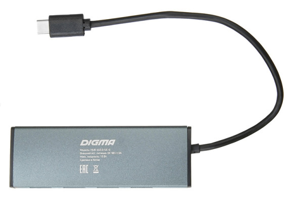 Разветвитель USB-C Digma HUB-4U3.0-UC-G 4порт. серый Разветвитель USB-C Digma HUB-4U3.0-UC-G 4порт. серый