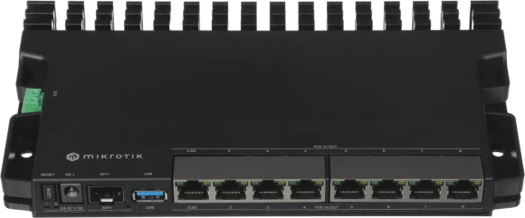 Маршрутизатор MikroTik RB5009UPr+S+IN 10/100/1000 компл.:устройство/крепления/адаптер черный