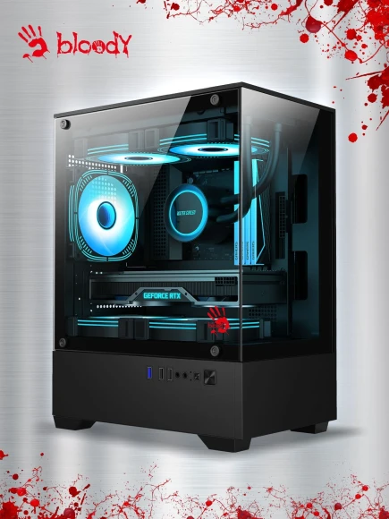 Корпус Bloody CC-125 черный без БП mATX 5x120mm 2xUSB2.0 1xUSB3.0 audio bott PSU Корпус Bloody CC-125 черный без БП mATX 5x120mm 2xUSB2.0 1xUSB3.0 audio bott PSU