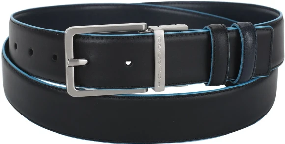 Ремень мужской Piquadro Blue Square CU2619B2/NBLU2 127х3.5см черный/темно-синий натур.кожа Ремень мужской Piquadro Blue Square CU2619B2/NBLU2 127х3.5см черный/темно-синий натур.кожа