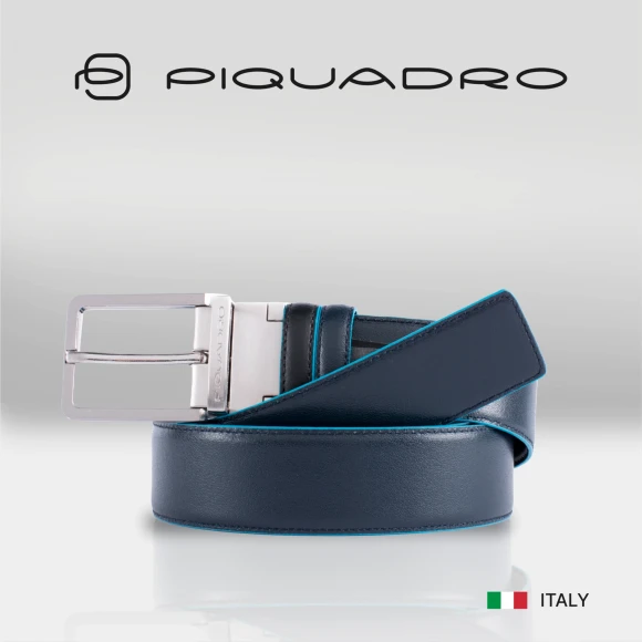 Ремень мужской Piquadro Blue Square CU2619B2/NBLU2 127х3.5см черный/темно-синий натур.кожа Ремень мужской Piquadro Blue Square CU2619B2/NBLU2 127х3.5см черный/темно-синий натур.кожа