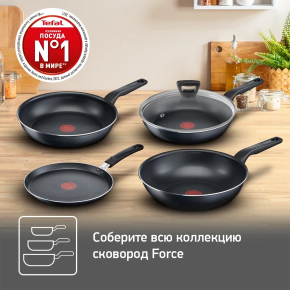 Сковорода Tefal Force 4218022 круглая 22см покрытие: антипригарное ручка несъемная (без крышки) черный (9100048314) Сковорода Tefal Force 4218022 круглая 22см покрытие: антипригарное ручка несъемная (без крышки) черный (9100048314)