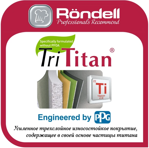 Сковорода Rondell ArtDeco RDA-1257 круглая 28см покрытие: TriTitan ручка несъемная (без крышки) черный